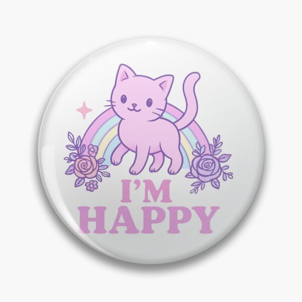 Item preview, Kawaii Pastel Cat with Rainbow • Cute I’m Happy Positive Aesthetic Design designed and sold by SirensSageStone.