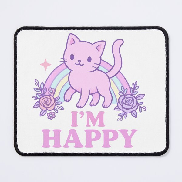 Item preview, Kawaii Pastel Cat with Rainbow • Cute I’m Happy Positive Aesthetic Design designed and sold by SirensSageStone.