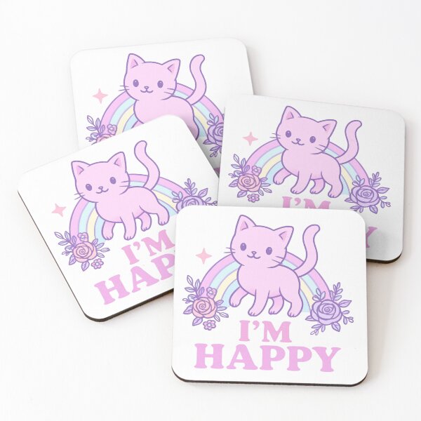 Item preview, Kawaii Pastel Cat with Rainbow • Cute I’m Happy Positive Aesthetic Design designed and sold by SirensSageStone.