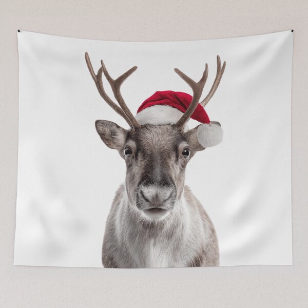 Item preview, Festive Reindeer Wearing Santa Hat designed and sold by LazyOwlStore.