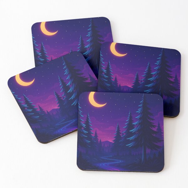 Item preview, Neon Forest Moonlight Vaporwave Scene designed and sold by GolabMagic.