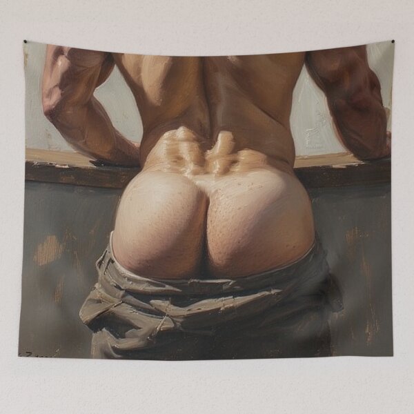 Item preview, Muscular Bubble Butt – Gay Pride Art  designed and sold by eroticmaleart-.