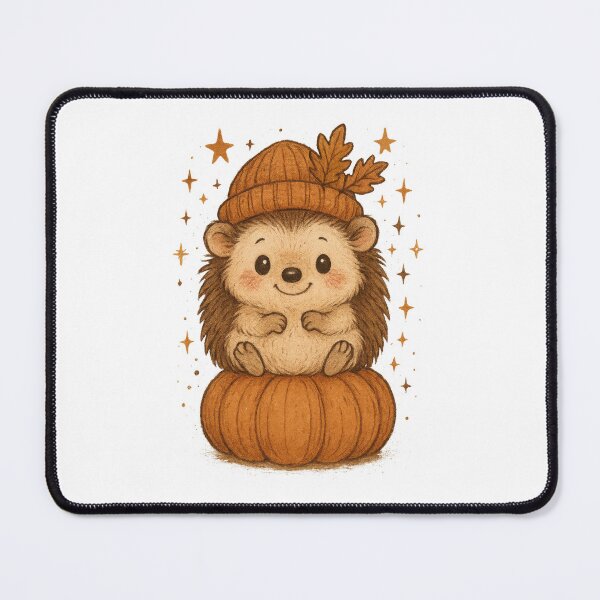 Item preview, Cute Autumn Hedgehog – Cozy Fall Illustration with Pumpkin and Beanie designed and sold by inkoutninja.