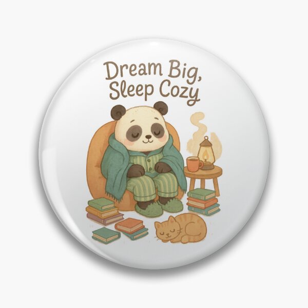 Item preview, Dream Big, Sleep Cozy – Cute Panda Bedtime Illustration with Books and Cat designed and sold by inkoutninja.