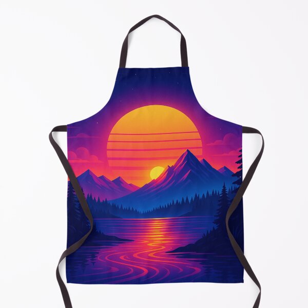 Item preview, Neon Sunrise Vaporwave Mountain Landscape designed and sold by GolabMagic.