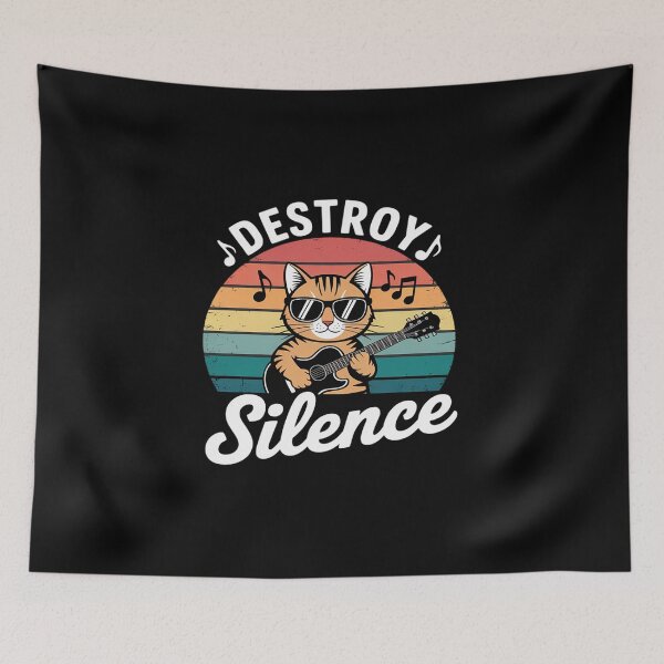 Item preview, I Destroy Silence Cat Player Guitar designed and sold by ToggleBet.