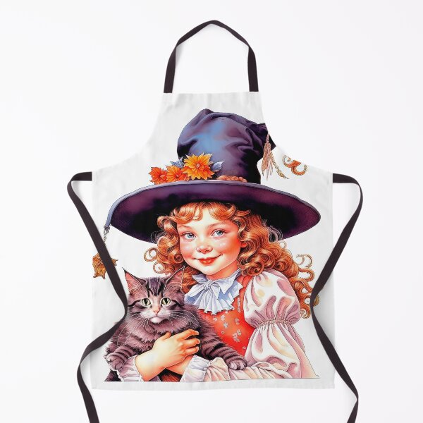 Item preview, Happy Halloween Design with Little Cute Witch And Her Black Cat designed and sold by LanaGustavsson.