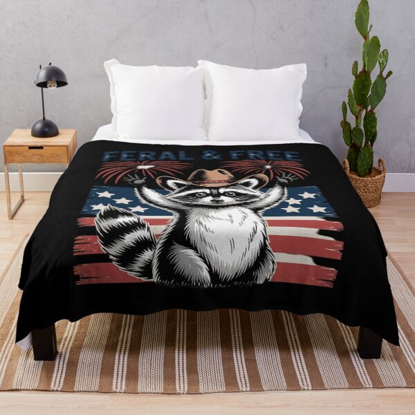 Item preview, Feral & Free Patriotic Racoon Usa Raccoon 4th of July designed and sold by RuthGAArt.