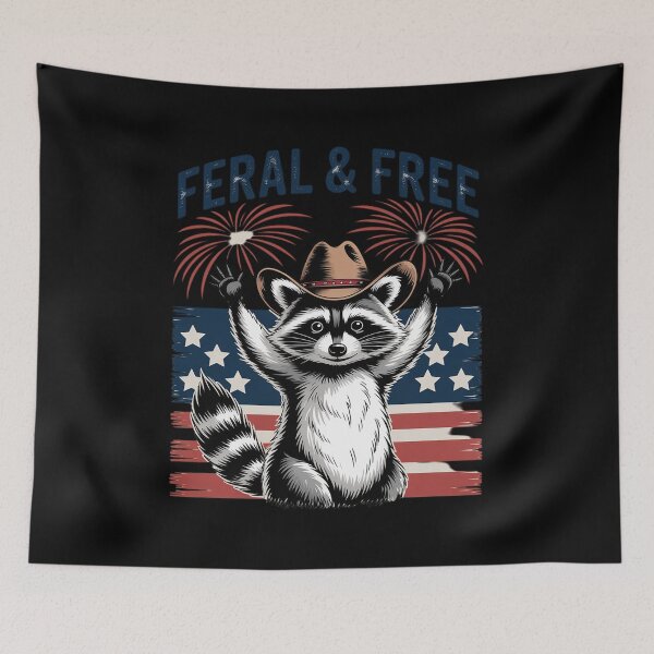 Item preview, Feral & Free Patriotic Racoon Usa Raccoon 4th of July designed and sold by RuthGAArt.