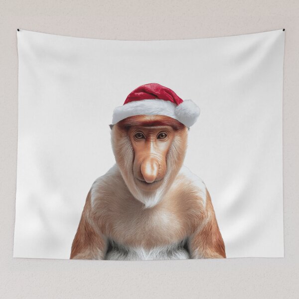 Item preview, Festive Proboscis Monkey in Santa Hat designed and sold by LazyOwlStore.
