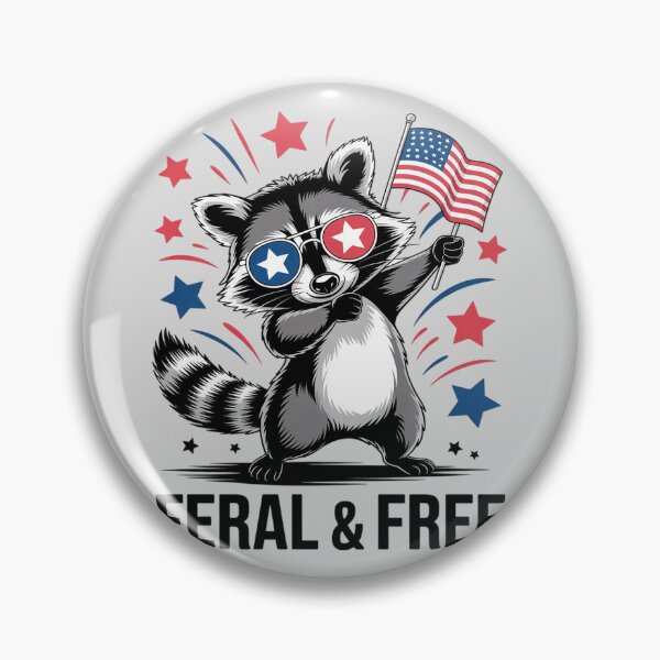 Item preview, Feral & Free Racoon Patriotic 4th July Women Men designed and sold by RuthGAArt.