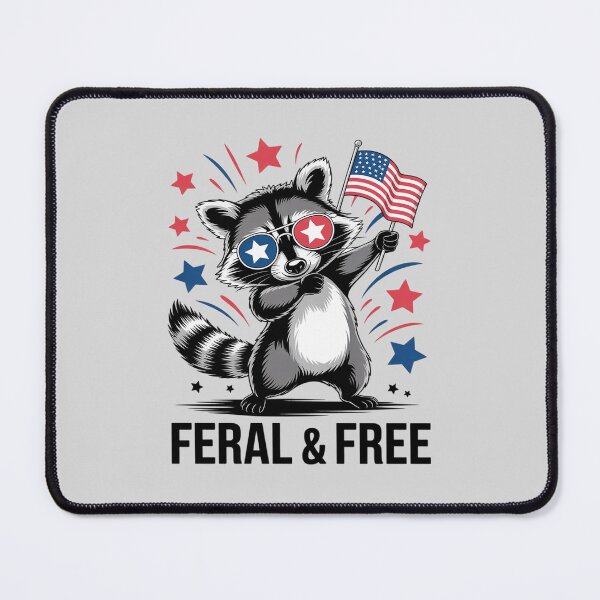 Item preview, Feral & Free Racoon Patriotic 4th July Women Men designed and sold by RuthGAArt.