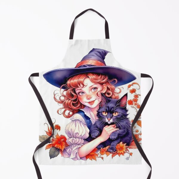 Item preview, Happy Halloween Design with Little Cute Witch And Her Black Cat designed and sold by LanaGustavsson.