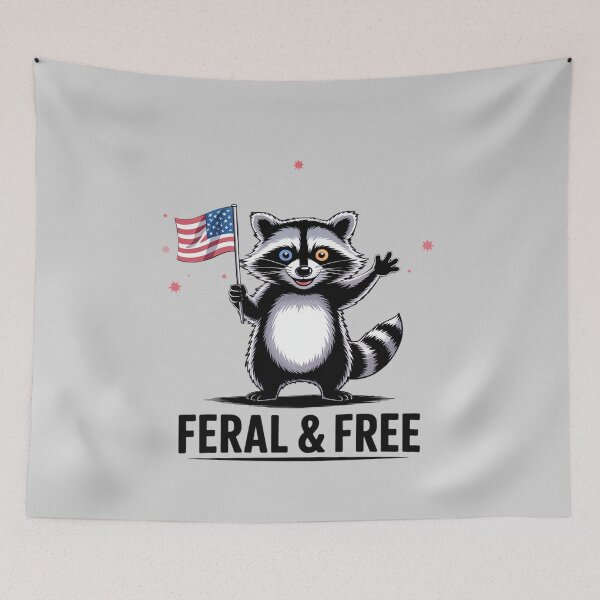 Item preview, Feral and Free Patriotic Racoon 4th July designed and sold by RuthGAArt.