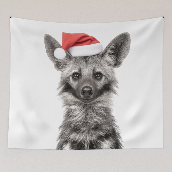 Item preview, Festive Aardwolf in Santa Hat designed and sold by LazyOwlStore.