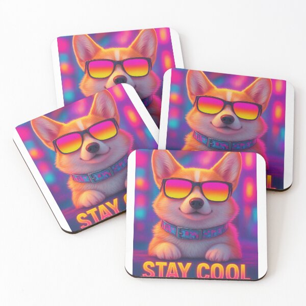 Item preview, Stay Cool Corgi – Neon Vibes Dog Design designed and sold by ArtVoyageShop.