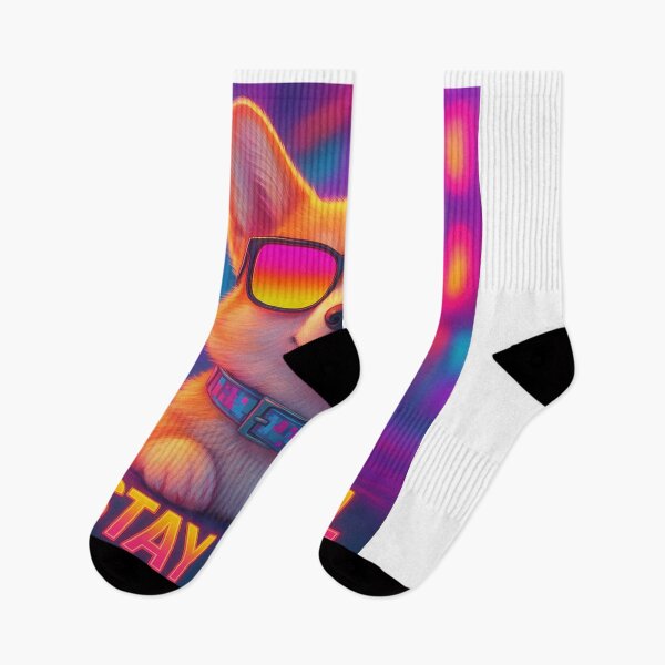 Item preview, Stay Cool Corgi – Neon Vibes Dog Design designed and sold by ArtVoyageShop.