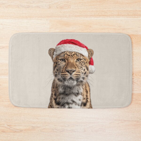 Item preview, Festive Amur Leopard in Santa Hat designed and sold by LazyOwlStore.