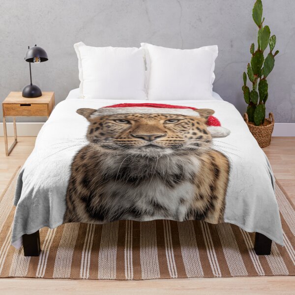 Item preview, Festive Amur Leopard in Santa Hat designed and sold by LazyOwlStore.