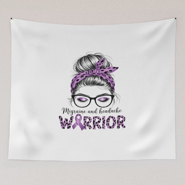 Item preview, Purple Ribbon Messy Bun Migraine Headache Warrior designed and sold by VasilisLamArt.