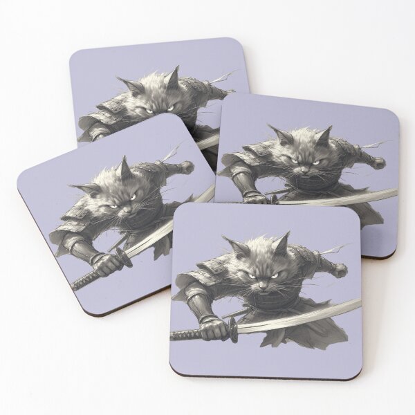 Item preview,  Angry Samurai Cat Illustration – Feline Warrior Art designed and sold by SweetRossel.