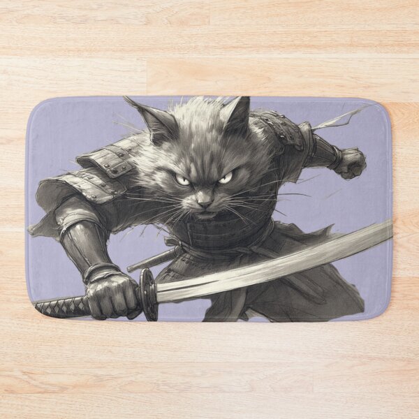 Item preview,  Angry Samurai Cat Illustration – Feline Warrior Art designed and sold by SweetRossel.