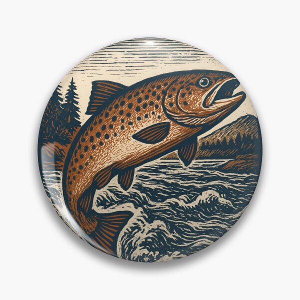 Item preview, Vintage Fly Fishing Trout Illustration – Retro Angler Artwork designed and sold by Imaginationbeyond.