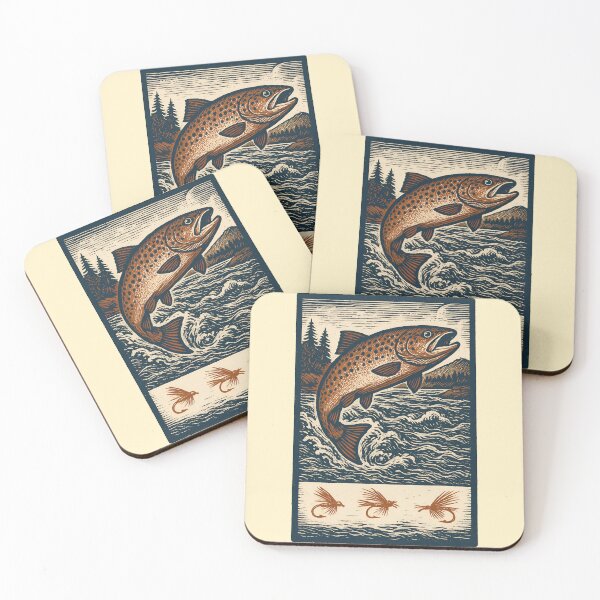 Item preview, Vintage Fly Fishing Trout Illustration – Retro Angler Artwork designed and sold by Imaginationbeyond.