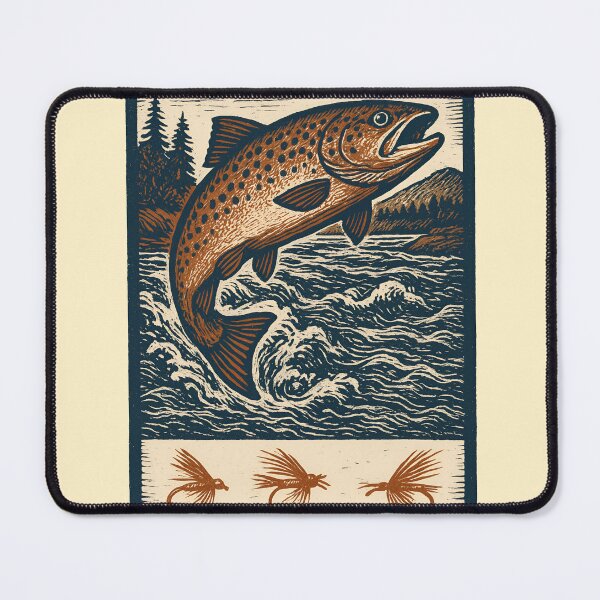 Item preview, Vintage Fly Fishing Trout Illustration – Retro Angler Artwork designed and sold by Imaginationbeyond.