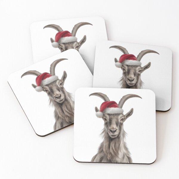 Item preview, Festive Markhor Goat in Santa Hat designed and sold by LazyOwlStore.