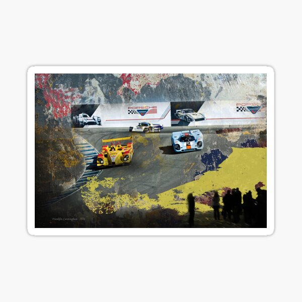 Super Car Art Porsche cars at Rennsport Reunion V Laguna Seca Raceway Sticker