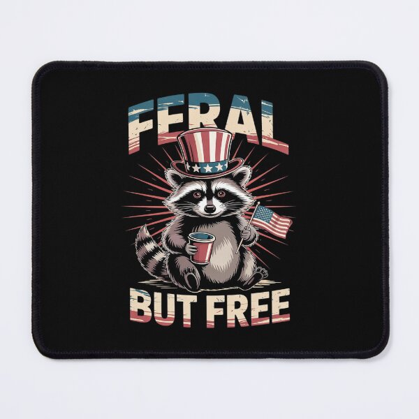 Item preview, Feral But Free Racoon Meme For Women Men 4Th Of July 1 designed and sold by RuthGAArt.