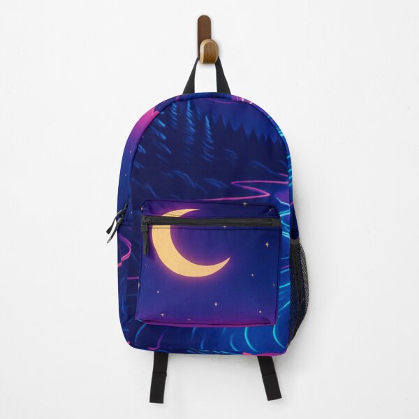 Item preview, Neon River Moonlight Vaporwave Landscape designed and sold by GolabMagic.