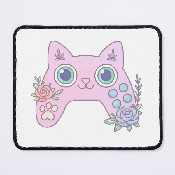 Item preview, Lilac Kawaii Cat Gaming Controller • Pastel Gamer Girl Aesthetic with Floral Cottagecore Charm designed and sold by SirensSageStone.