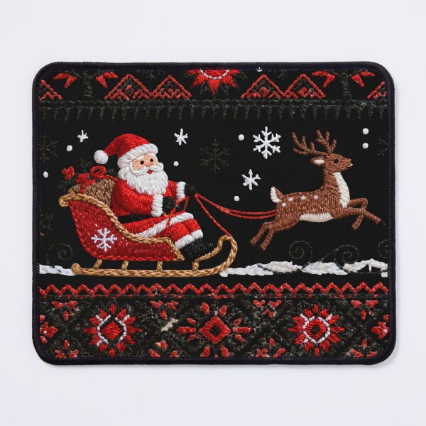 Item preview, Christmas Santa Sleigh with Reindeer – Traditional Romanian Embroidery Style Design designed and sold by Maximilianos.