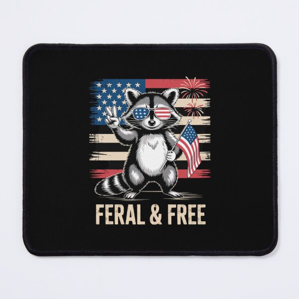 Item preview, Feral But Free Raccoon July 4th Patriotic for Family designed and sold by MonsterBuddiess.