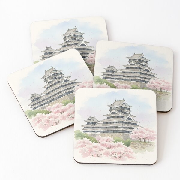 Item preview, Japanese Kumamoto Temple and Cherry Blossoms designed and sold by Clay Artista.