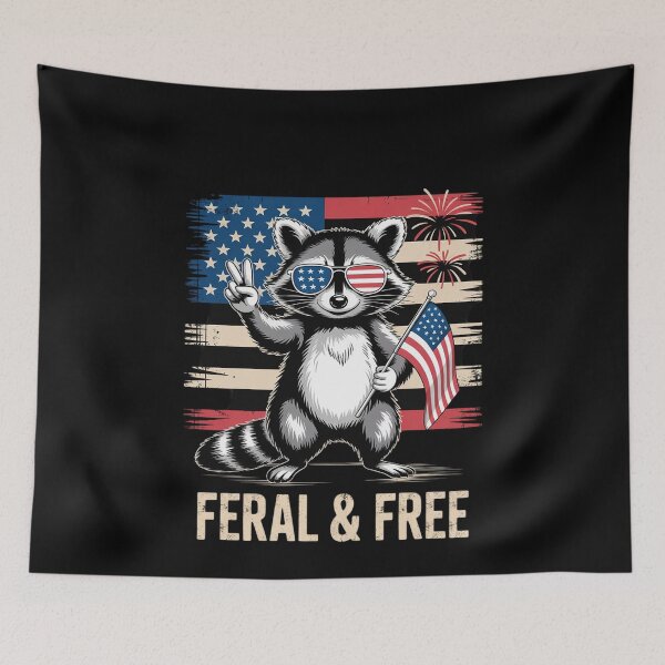 Item preview, Feral But Free USA Raccoon 4th Of July Men Women Kids designed and sold by MonsterBuddiess.
