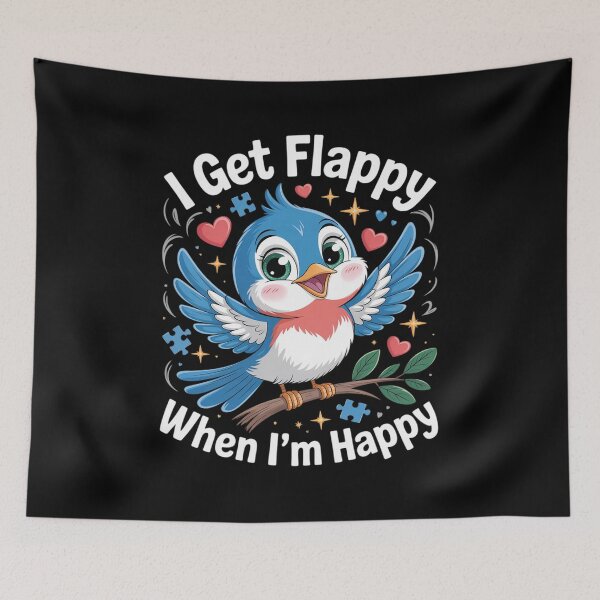 Item preview, I Get Flappy When I'm Happy Cute Autism Awareness Bird designed and sold by ticlitule.