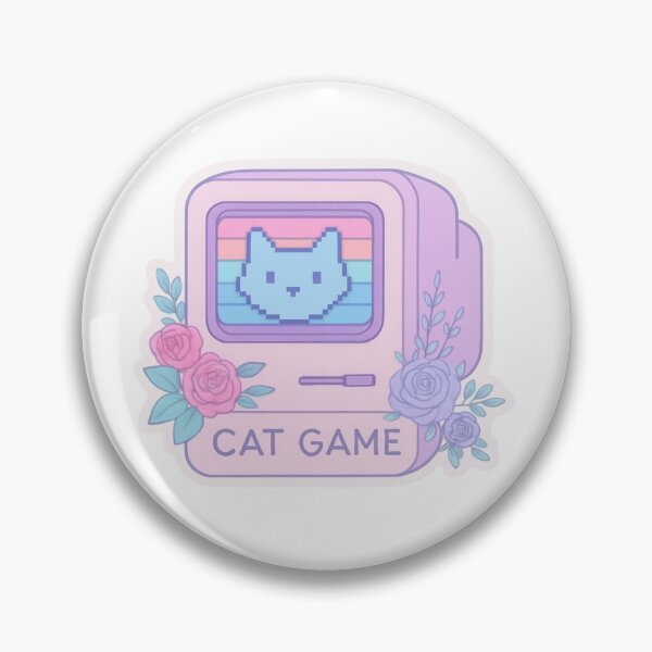 Artikelvorschau, Kawaii-Retro-Katzenspiel • Pastellfarbene Pixel-Computerästhetik mit floralem Gamer-Flair entworfen und verkauft von SirensSageStone.