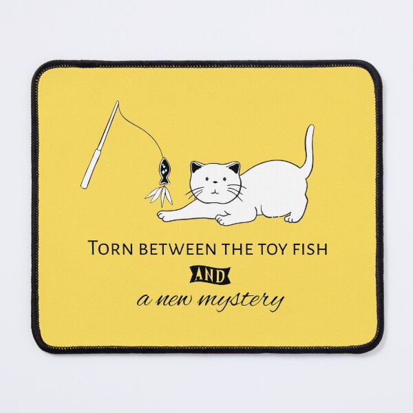 Item preview, Torn Between the Toy Fish & a New Mystery – Funny Curious Cat Design designed and sold by TheBeeKindSpace.