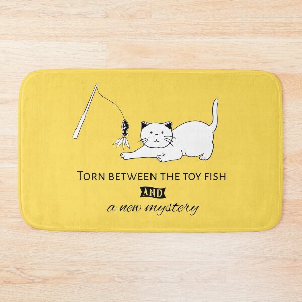 Item preview, Torn Between the Toy Fish & a New Mystery – Funny Curious Cat Design designed and sold by TheBeeKindSpace.