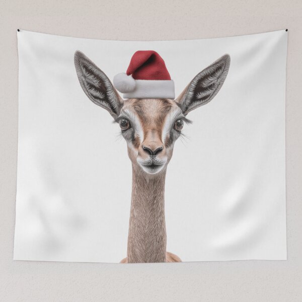 Item preview, Festive Gerenuk Antelope in Santa Hat designed and sold by LazyOwlStore.