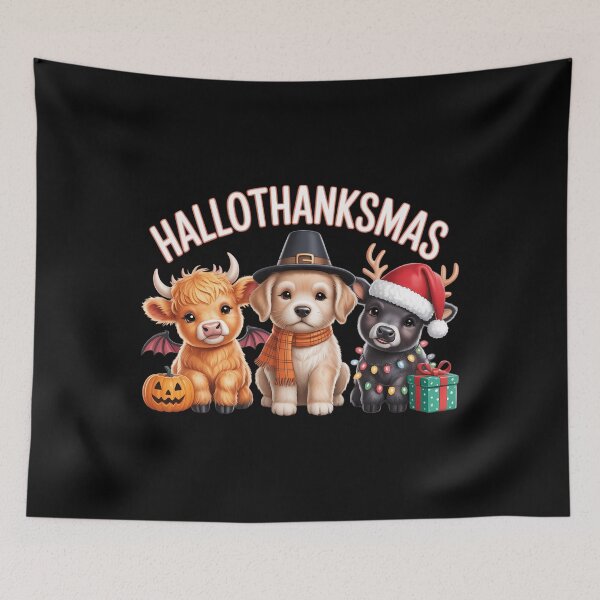 Item preview, Happy Hallothanksmas Highland Cow Halloween Merry Christmas designed and sold by HellD3vil-Art.