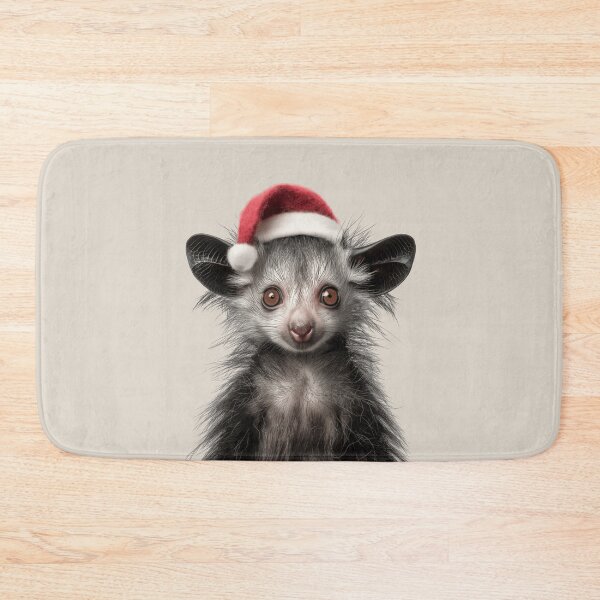 Item preview, Festive Aye-Aye Lemur in Santa Hat designed and sold by LazyOwlStore.
