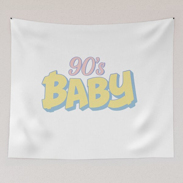 Item preview, 90’s Baby Retro Bubble Letters • Pastel Yellow & Blue Kidcore Y2K Aesthetic designed and sold by SirensSageStone.