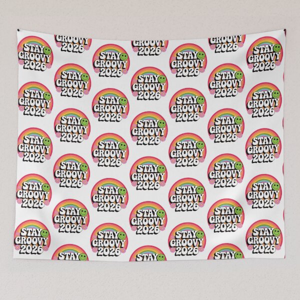 Item preview, Groovy New Year 2026 Retro Rainbow Aesthetic Design designed and sold by BunBuntheDog-.