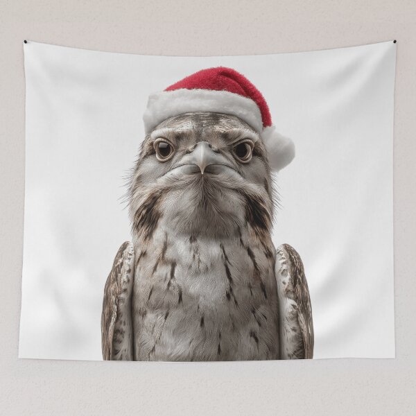 Item preview, Festive Great Potoo Bird in Santa Hat designed and sold by LazyOwlStore.
