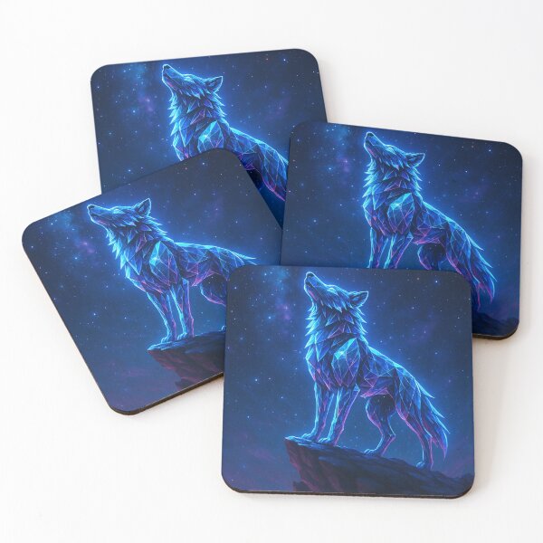 Item preview, Neon Crystal Wolf – Guardian of the Galaxy | Cosmic Fantasy Neon Art designed and sold by Dezpro.