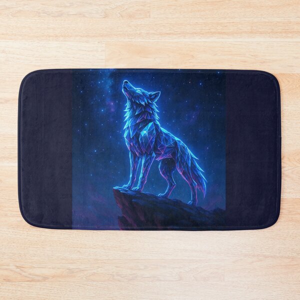Item preview, Neon Crystal Wolf – Guardian of the Galaxy | Cosmic Fantasy Neon Art designed and sold by Dezpro.